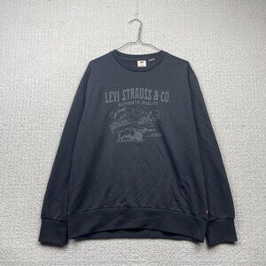 Levi's Sweatshirt Mens M Black Crewneck Graphic Print Nature Buffalo Pullover